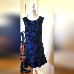 NWT Vince Camuto flocked Black on Navy size 14 cocktail or holiday dress